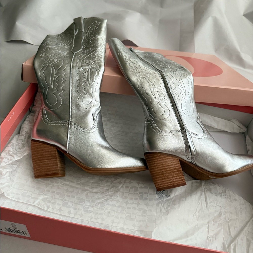 Gianni Bini Metallic Silver Heeled Boots
